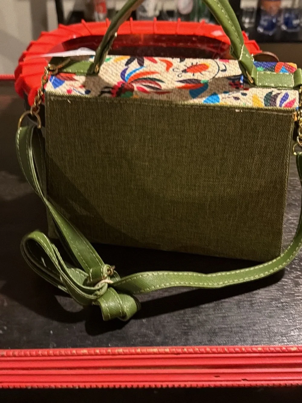 I Love Artesanal Green Floral Top-Handle Women’s Bag